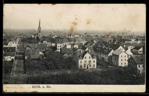 AK Kehl, Strassenpartie bei der Friedenskirche um 1915