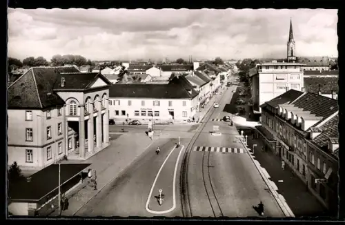 AK Kehl am Rhein, Hauptstrasse mit Kirche