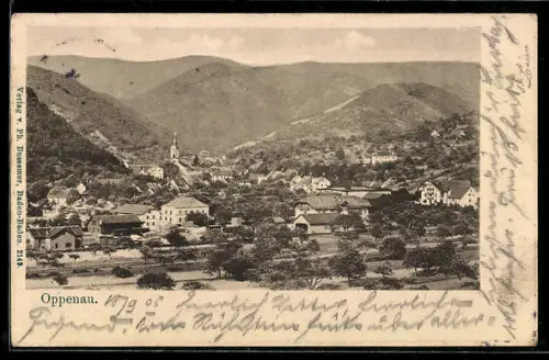 AK Oppenau, Teilansicht mit Kirche