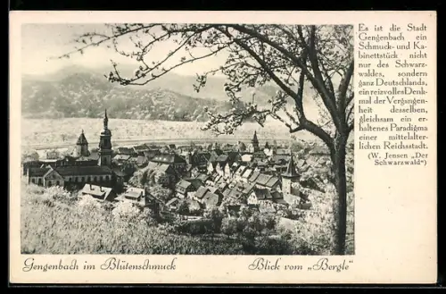 AK Gengenbach, Teilansicht im Blütenschmuck vom Bergle aus
