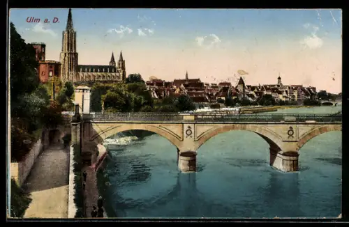 AK Ulm a. D., Teilansicht mit Kirche