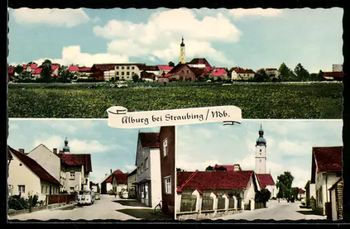 AK Alburg, Panorama mit der Kirche, Strassenszenen im Ort