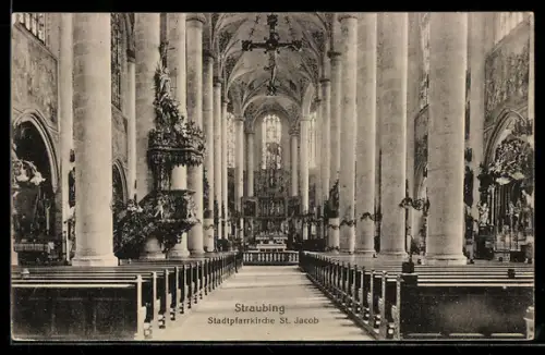 AK Straubing, Stadtpfarrkirche St. Jacob, Innenansicht