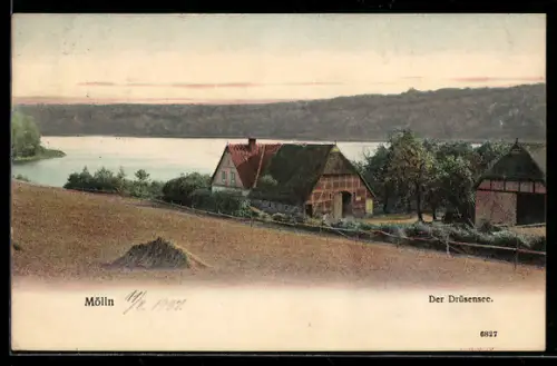 AK Mölln i. L., Drüsensee, Bauernhäuser