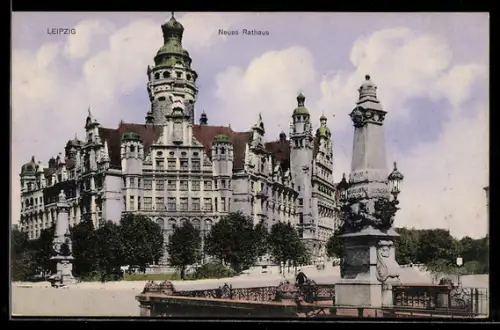 AK Leipzig, Neues Rathaus, Panorama