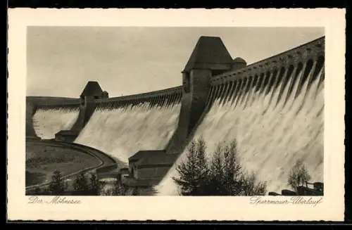 AK Möhnesee /Soest, Talsperre, Sperrmauer-Überlauf