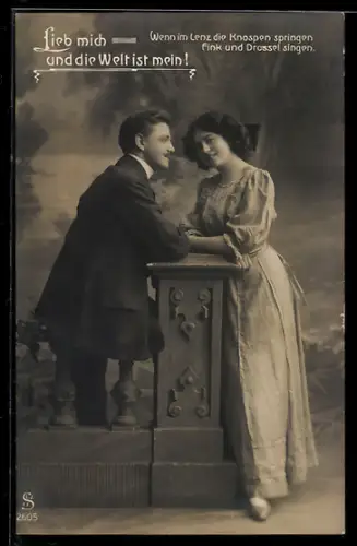 Foto-AK L.J. & F.F. Nr. 2605: Wenn im Lenz..., Lieb mich und die Welt ist mein