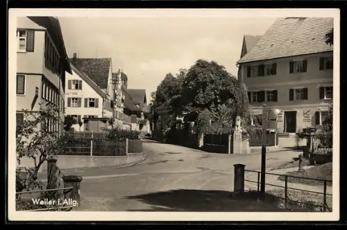 AK Weiler, Strassenpartie mit Gasthof zur Post und Gasthof zum Löwen