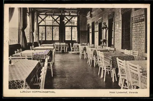 AK Hoffnungsthal, Hotel Lindenhof, Veranda
