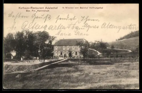 AK Hoffnungsthal, Kurhaus-Restaurant Adelenhof Frz. Hammelrath