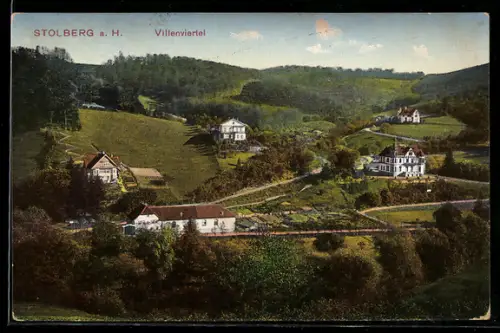 AK Stolberg a. H., Ansicht vom Villenviertel