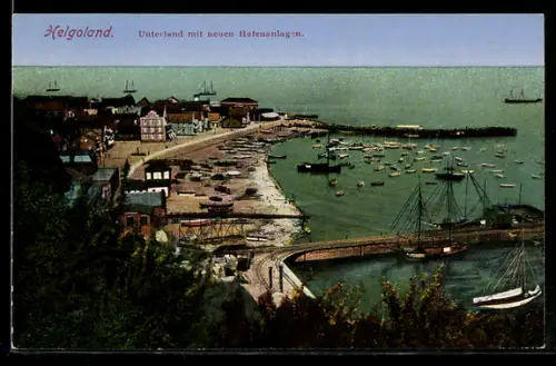AK Helgoland, Unterland mit neuen Hafenanlagen