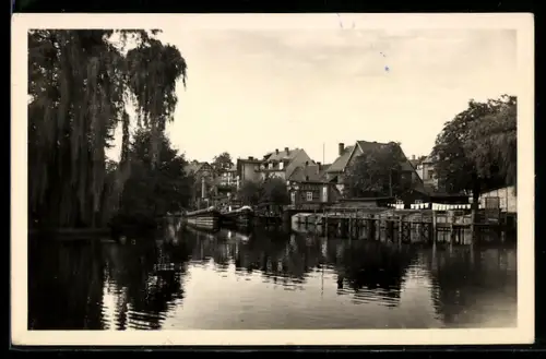 AK Fürstenberg /Havel, Havelpartie mit Dampferanlegestelle