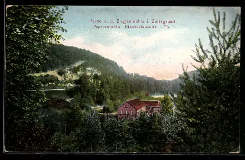 AK Klosterlausnitz i. Th., Ziegenmühle, Zeitzgrund, Papiermühle