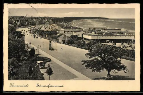 AK Warnemünde, Bismarckpromenade mit Seeblick