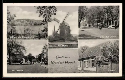 AK Werder /Havel, Bismarckhöhe, Alte Mühle, Altstadt, Unter den Linden, Zentrum