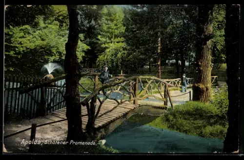 AK Apolda, Schötener Promenade, Brücke