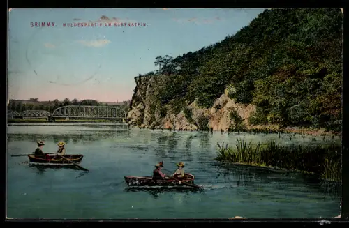 AK Grimma, Muldenpartie am Rabenstein, Brücke