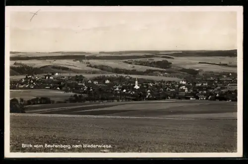 AK Niederwiesa, Blick vom Beutenberg auf den Ort und Umgebung