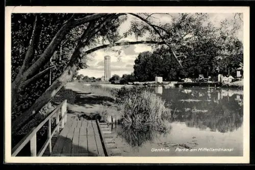 AK Genthin, Partie am Mittellandkanal, Turm
