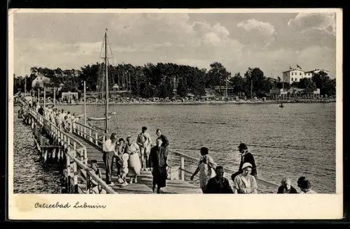 AK Lubmin, Seebrücke, Strand, Promenade