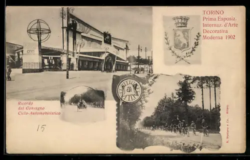 AK Torino, Prima Esposizione Internazionale d`Arte Decorativa Moderna 1902, Ciclo-Automobilistico