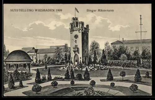 AK Wiesbaden, Ausstellung Wiesbaden 1909, Binger Mäuseturm