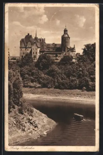AK Tzschocha, Burg Tzschocha an der Talsperre Marklissa, Flusspartie
