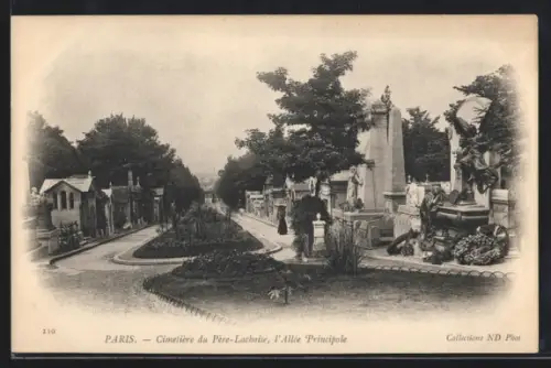 AK Paris, Cimetière du Pere-Lachaise, L`Allée Principale