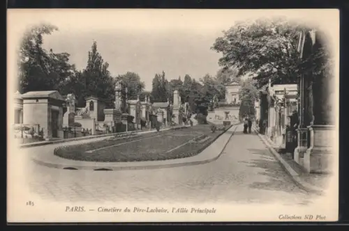 AK Paris, Cimetière du Pere-Lachaise, L`Allée Principale