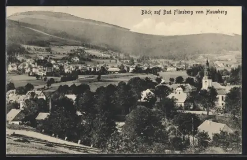 AK Bad Flinsberg, Totalansicht mit Kirche vom Haumberg aus gesehen