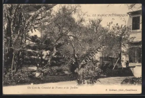 AK Casablanca, Un Coin du Consulat de France et les Jardins