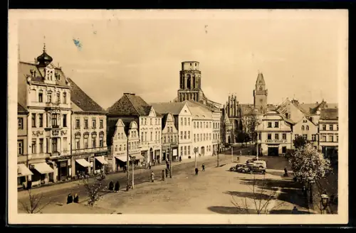 AK Cottbus, Blick auf den Altmarkt, Geschäft Ernst Haase Jr., Geschäft Wolsdorf