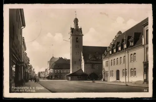 AK Fürstenwalde a. d. Spree, Markt mit Rathaus