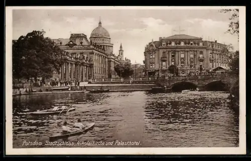 AK Potsdam, Stadtschloss, Nikolaikirche und Palasthotel