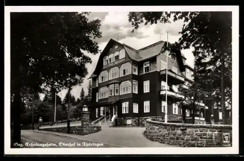 AK Oberhof in Thüringen, Geg. Erholungsheim mit Strassenpartie