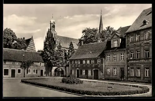 AK Mühlberg, Strassenpartie am Thälmannplatz