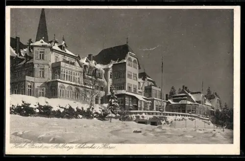AK Schierke /Harz, Hotel Fürst zu Stolberg im Schnee