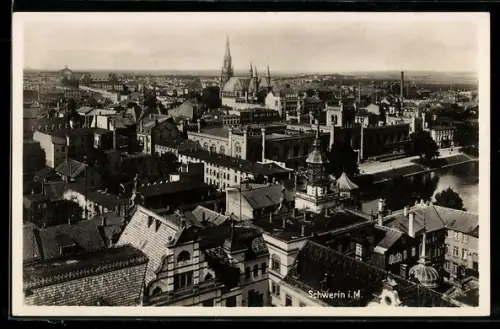 AK Schwerin i. M., Teilansicht mit Kirche