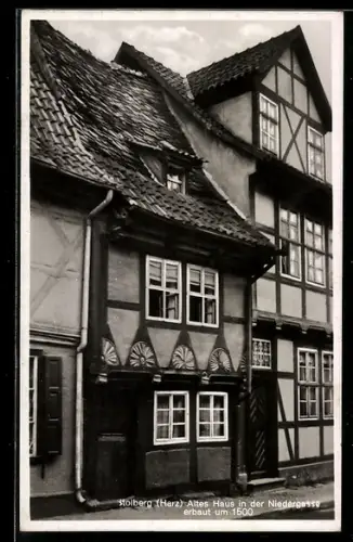 AK Stolberg /Harz, Altes Haus in der Niedergasse erbaut um 1500