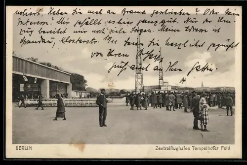 AK Berlin, Zentral-Flughafen Tempelhofer Feld