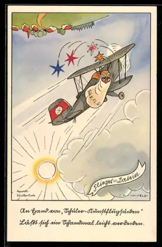 AK Flieger-Latein, An Hand von Schüler Kunstflugstärken..., Flugzeug