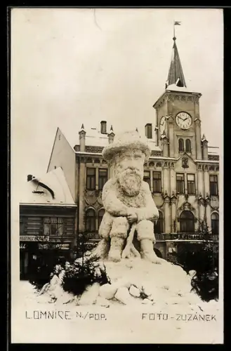 AK Lomnice n. pop., Eisplastik: Bärtiger Mann