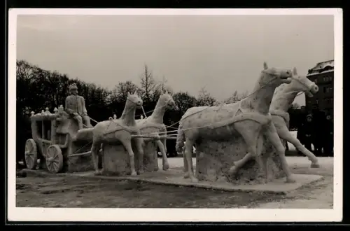 AK Eisplastik: Kutsche, Grosser Schneefall 1938