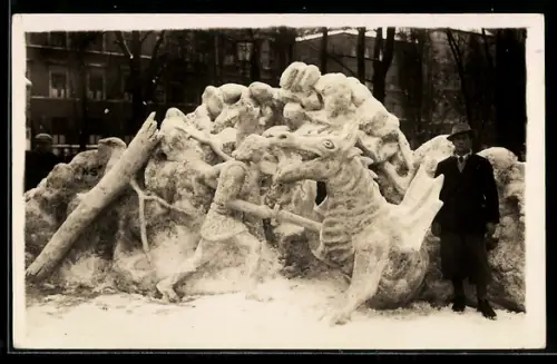 AK Eisplastik: Siegfrieds Kampf mit dem Drachen