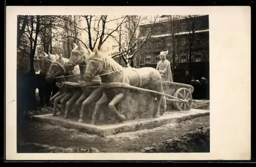 AK Eisplastik: Hermes im Pferdewagen