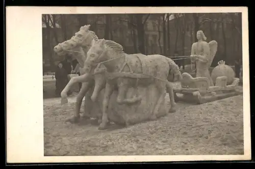 AK Eisplastik: Engel auf Pferdeschlitten