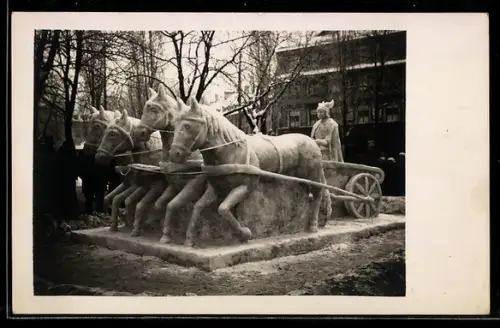 AK Eisplastik: Hermes auf Pferdewagen