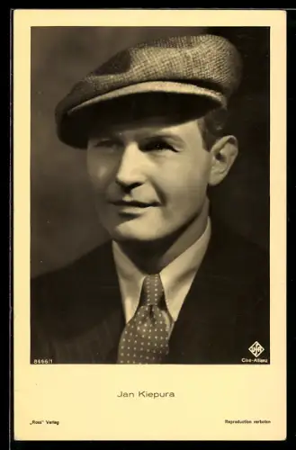 AK Jan Kiepura, Portrait mit Schiebermütze