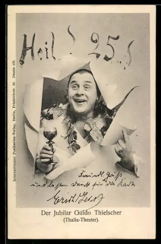 AK Guido Thielscher, Portrait zum 25jähr. Jubiläum, Autograph